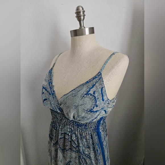 SHE'S COOL Blue Paisley Spaghetti Strap Maxi Dress | SZ M - Picture 3 of 10